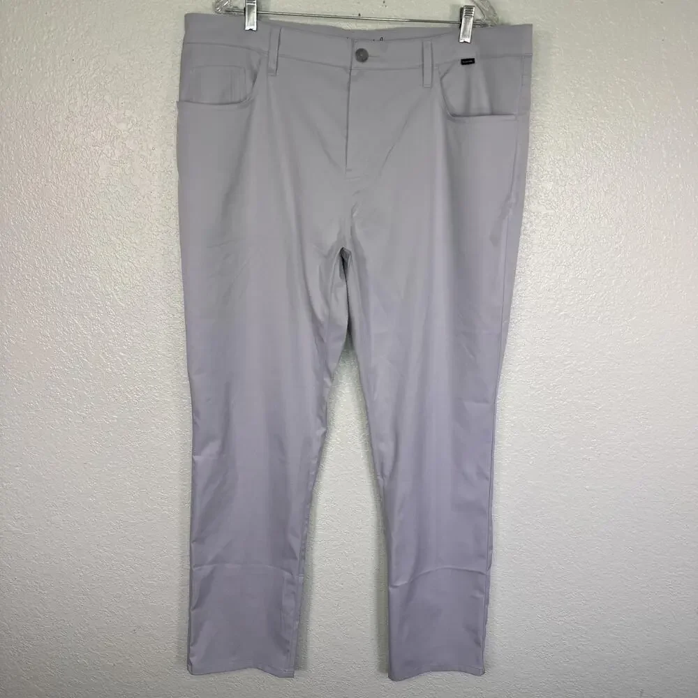 Travis Mathew Pants Mens 40 X 32 Golf Khakis Straight Leg Activewear Light Grey